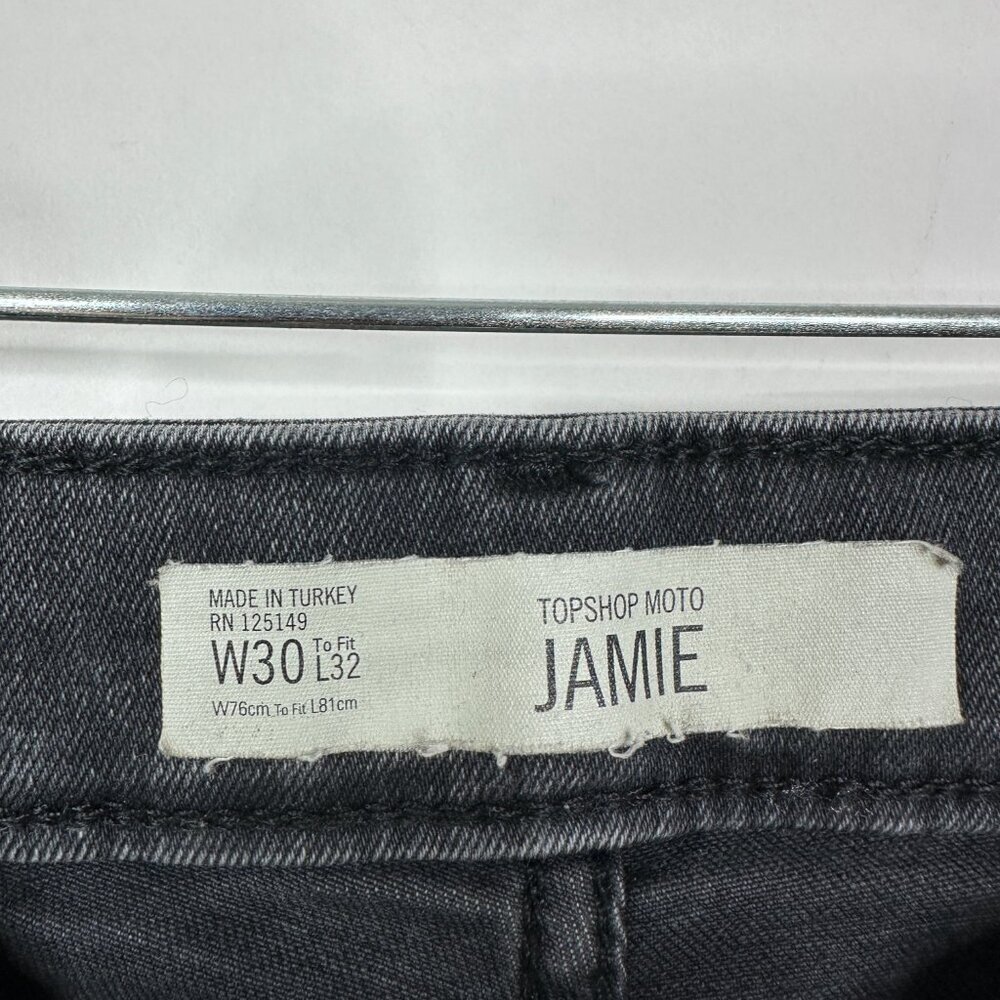 2/$30 Topshop Moto Jamie Side Stiripe Jeans High Rise Skinny Wash Black 30 #9388 - Picture 10 of 14